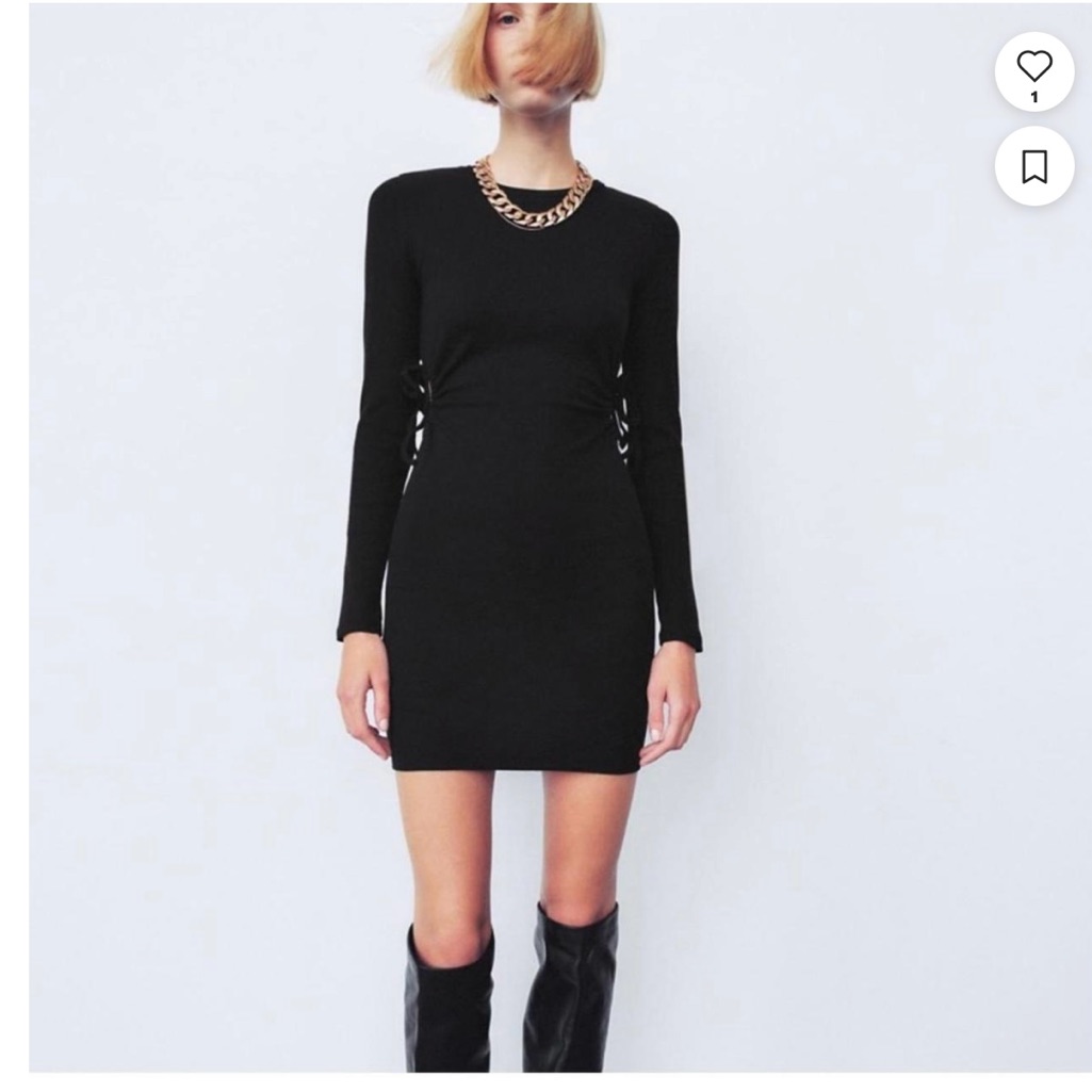 Zara Chic Black Long Sleeve Dress